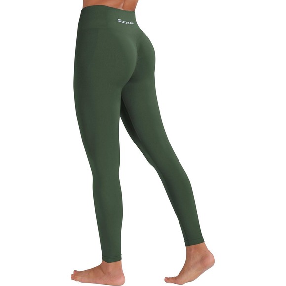 Women's High Waisted Scrunch Butt Lifting Leggings Green Medium - Picture 1 of 8